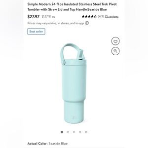 Simple Modern 24 fl oz tumbler Seaside Blue NWT